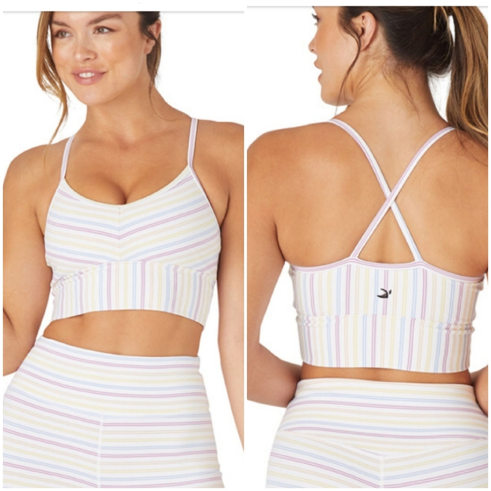 Glyder Apparel Premier Sports Bra White Rainbow Stripe Forma 101